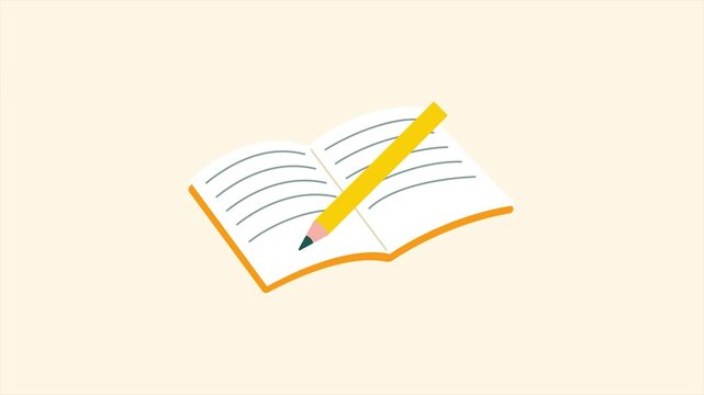 Animated continuous one line drawing of an open book creating itself in real time. Minimalist vector animation perfect for education 4k on white background