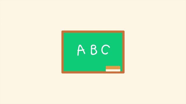 calk border frame and stationary elements on green chalkboard animation, back to school education and science social media motion background 4k animated on white background