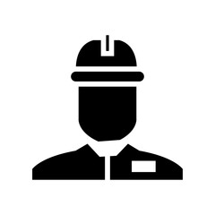engineer man with helmet and shirt vector illustration glyph icon
