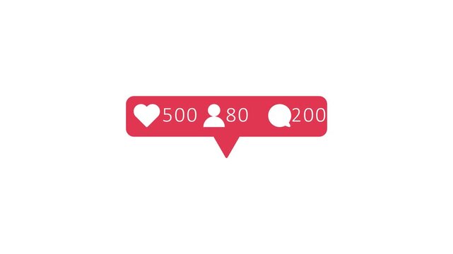 Viral content animation. Like comment and share social media animation reel count on white screen 4k