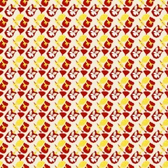 Chinese New Year seamless pattern with lanterns, lion dance, lucky bags, and gold elements