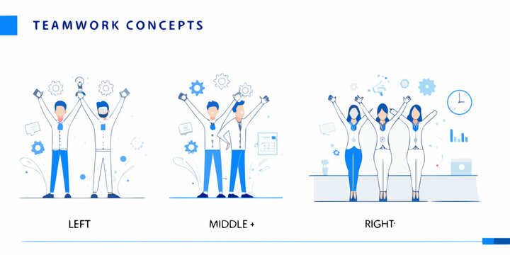 Teamwork illustration depicting successful collaborative efforts and positive outcomes