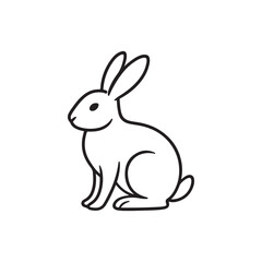 Obraz premium Rabbit Sitting Minimalist Silhouette Vector Icon