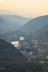 Amazing view from above of Mtskheta at sunset. © vahanabrahamyan