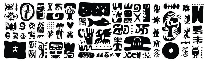 Naklejka premium Magic sign and symbols wizard ritual nature power - graphic vector background 