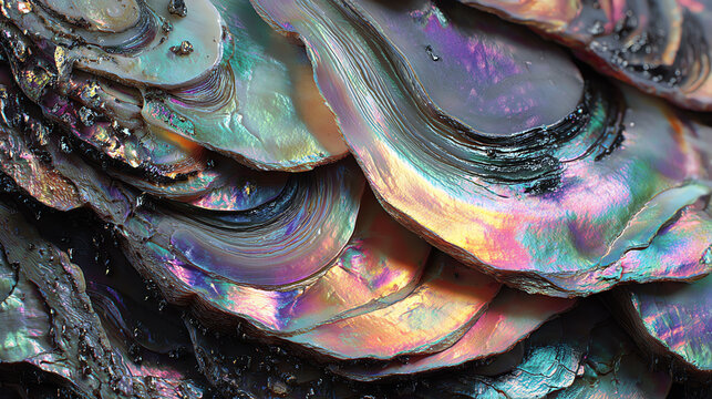 Iridescent Abalone Shell Close-Up