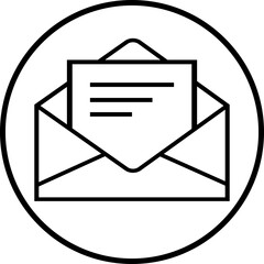 Open Envelope with Letter Icon Minimalist Mail Icon in Circle