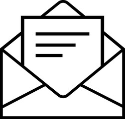 Open Envelope with Letter Icon Minimalist Mail Icon