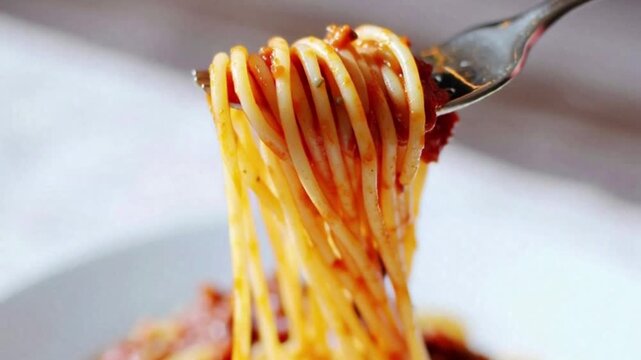 spaghetti on fork