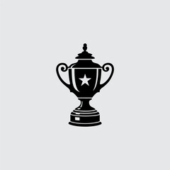 Fototapeta premium Winner Trophy Cup Icon with Star Symbol Silhouette.