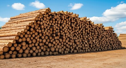Stack of logs in a forest clearing.