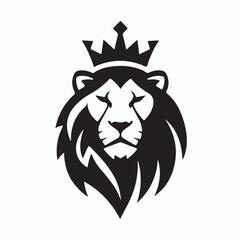 Obraz premium Lion head with crown stylized illustration on white background