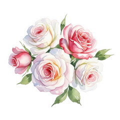 Naklejka premium Beautiful bouquet of pink and white roses isolated on transparent background