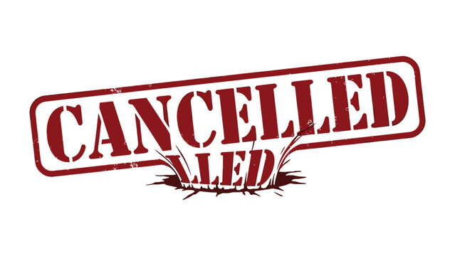 Cancellation Stamp: A bold red cancellation stamp imprinted over a surface. Demonstrating the essence of elimination and cessation.
