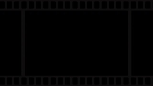 Scrolling retro animation filmstrip, negative films in motion. On a green background and without a background, 4k video with an alpha channel.