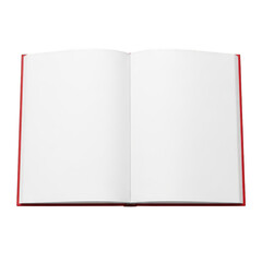 An open red book with blank white pages on a white background. isolated on transparent background
