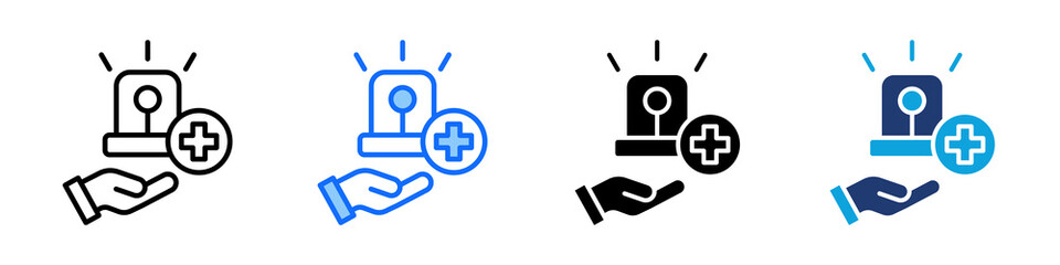 Obraz premium Emergency Support Icon Set Multi Style Vector Illustration