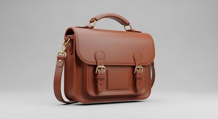 Brown Leather Satchel Bag with Handle.