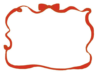 Curled red ribbon frame