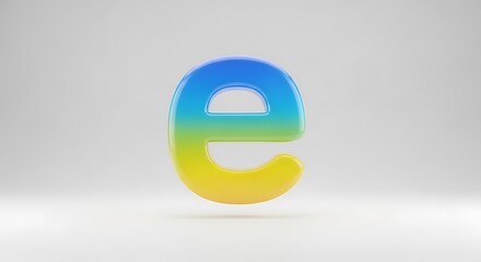 3D Letter E Blue Yellow Gradient.