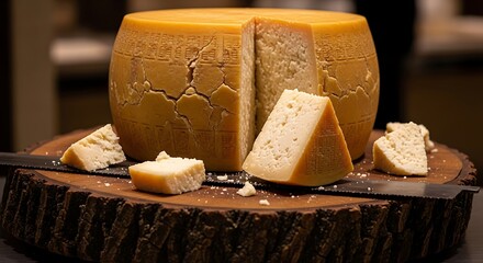 Aged Cheese on Wooden Board.