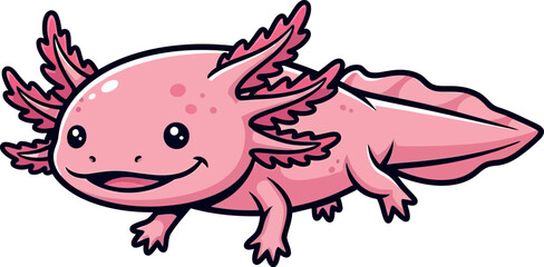 Vector illustration of a pink Axolotl, isolated on white background
