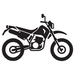 Obraz premium A simple black and white illustration of a dirt bike on a white background.