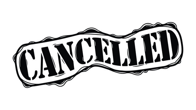 Cancelled Stamp: A bold stamp declares a definitive cancellation, symbolizing an end. The stamp's texture adds a sense of finality to the cancellation