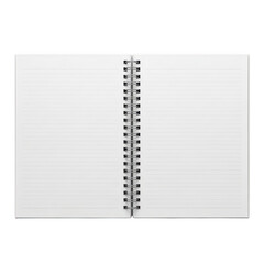 A blank spiral-bound notebook with lined pages on a white background. isolated on transparent background