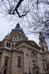 St Stephen's basilica, the largest church and historical landmark in Budapest, Hungary on a beautiful winter Christmas time 