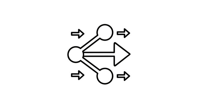 Line art icon representing data distribution, network branching, or parallel processing flow.
