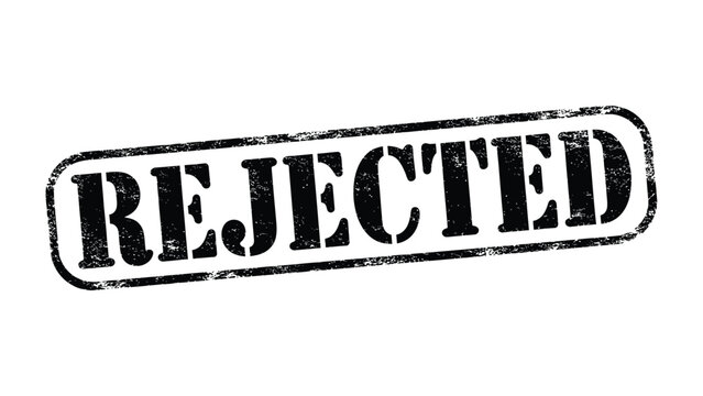Rejection Stamp: A bold stamp imprint, clearly displaying the word REJECTED, conveys a strong message of denial and disapproval.