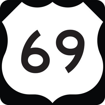 Route 69 Highway Shield Badge Design, United States Numbered Highway System Vector