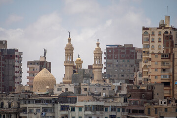 Mosque along the coastline in Alexandria, Egypt