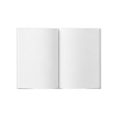 An open blank book with white pages on a plain white background. isolated on transparent background