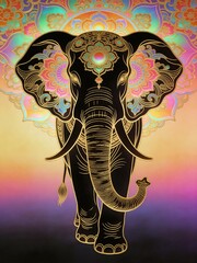 Line drawing style elephant illustration