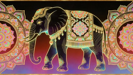 Line drawing style elephant illustration