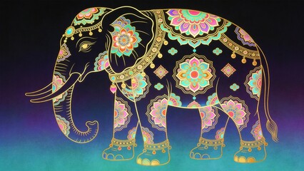 Line drawing style elephant illustration