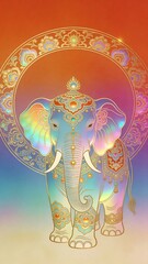 Line drawing style elephant illustration