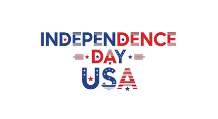 Independence Day USA text illustration, patriotic typography, 4th of July celebration, red white and blue colors, distressed texture, vector graphic for banner or poster