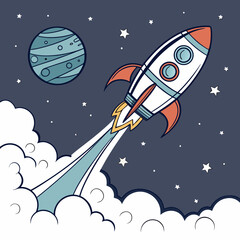 Fototapeta premium Startup Rocket Launch: Symbolizing Business Growth and Innovation