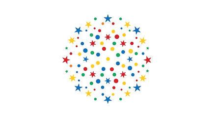 Colorful star and dot confetti burst, vector illustration for celebration or party decoration, overlay effect for banner or poster, Isolated on transparent background, png