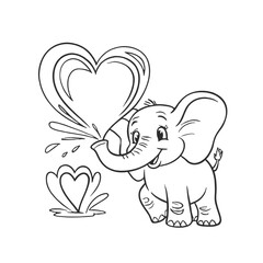 Adorable cartoon elephant blowing a heart shape