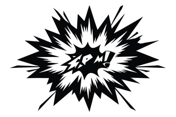 Obraz premium explosive effect dynamic explosion silhouette line art vector illustration with a white background