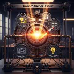 A transformation engine with gears and lights