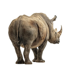 Obraz premium PNG of A majestic rhinoceros seen from behind, showcasing its powerful form and distinctive horn.