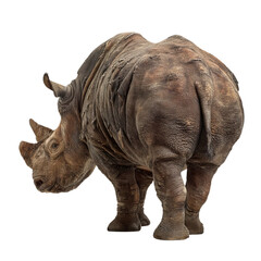 Obraz premium PNG of A close-up of a rhinoceros showcasing its thick skin and distinctive features.