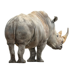 Obraz premium PNG of A majestic rhinoceros stands gracefully, showcasing its powerful physique.