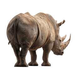 Fototapeta premium PNG of A majestic rhinoceros viewed from behind, showcasing its powerful stature and textured skin.