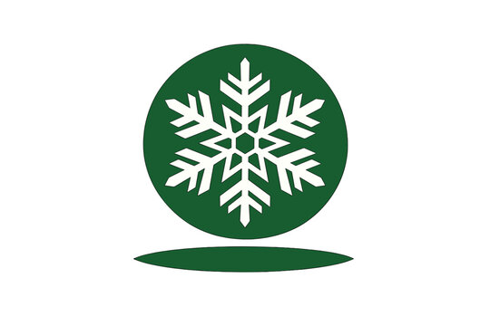 A white snowflake icon is centered within a dark green circle, featuring a matching green shadow below. The entire graphic is set against a solid black background for high contrast.